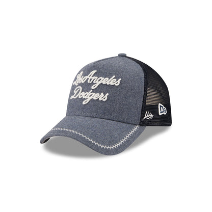 Los Angeles Dodgers Navy Brushed Chambray 9FORTY A-Frame Trucker Hat