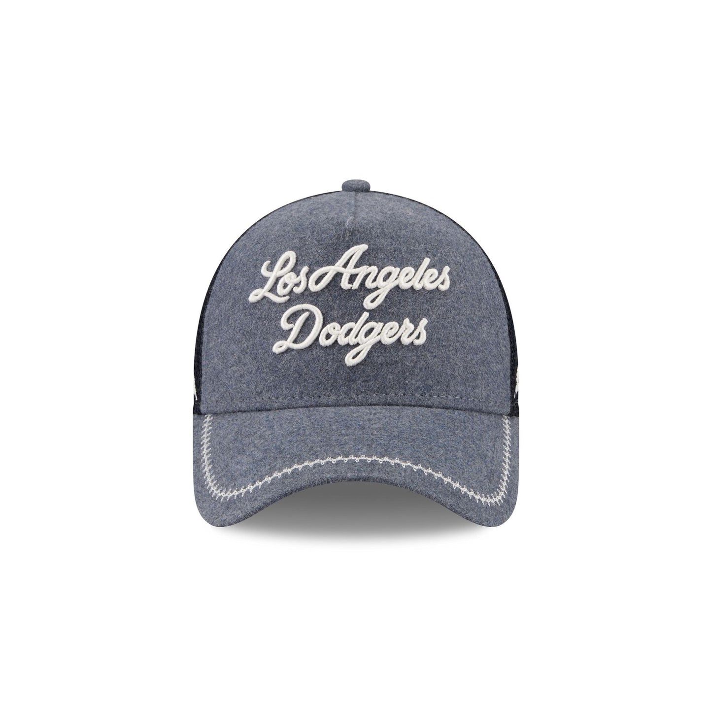 Los Angeles Dodgers Navy Brushed Chambray 9FORTY A-Frame Trucker Hat
