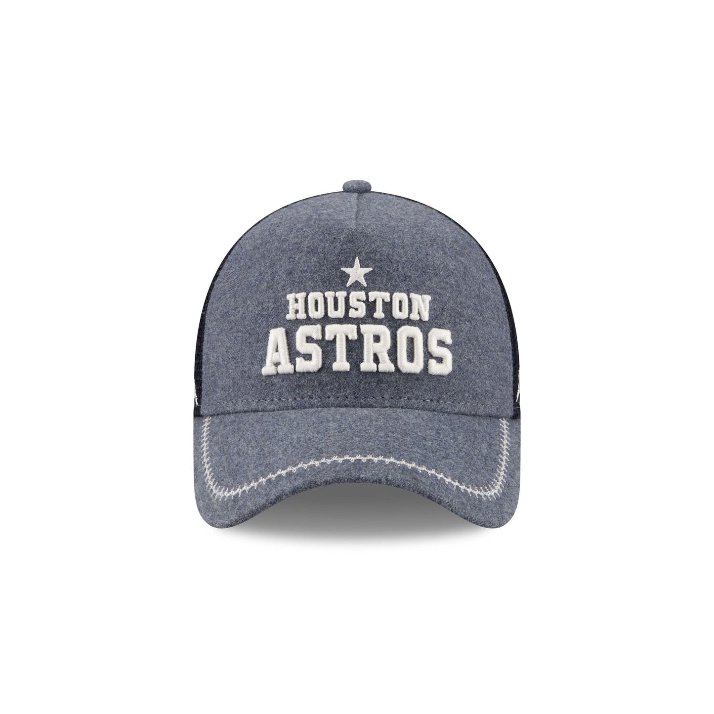 Houston Astros Navy Brushed Chambray 9FORTY A-Frame Trucker Hat