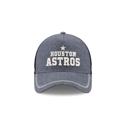 Houston Astros Navy Brushed Chambray 9FORTY A-Frame Trucker Hat