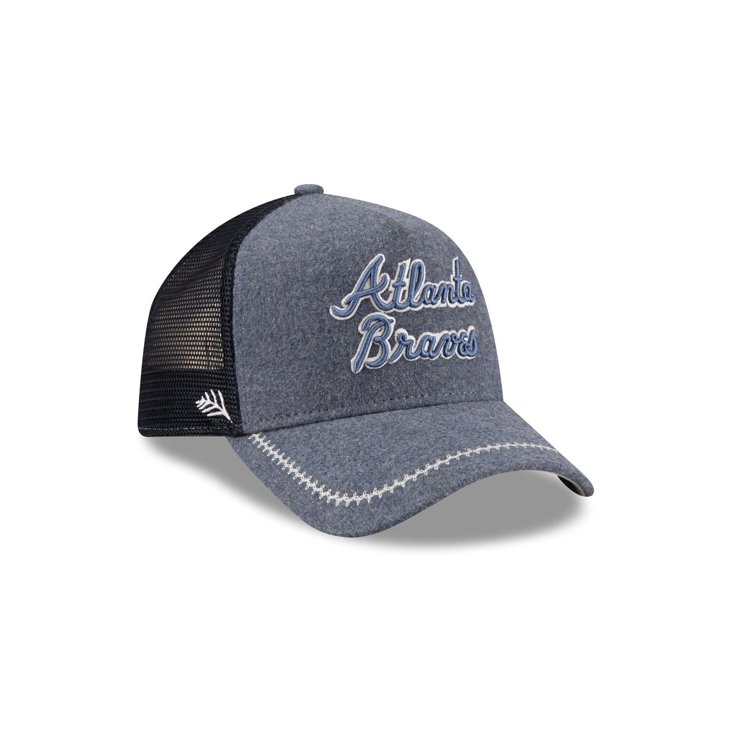 Atlanta Braves Navy Brushed Chambray 9FORTY A-Frame Trucker Hat