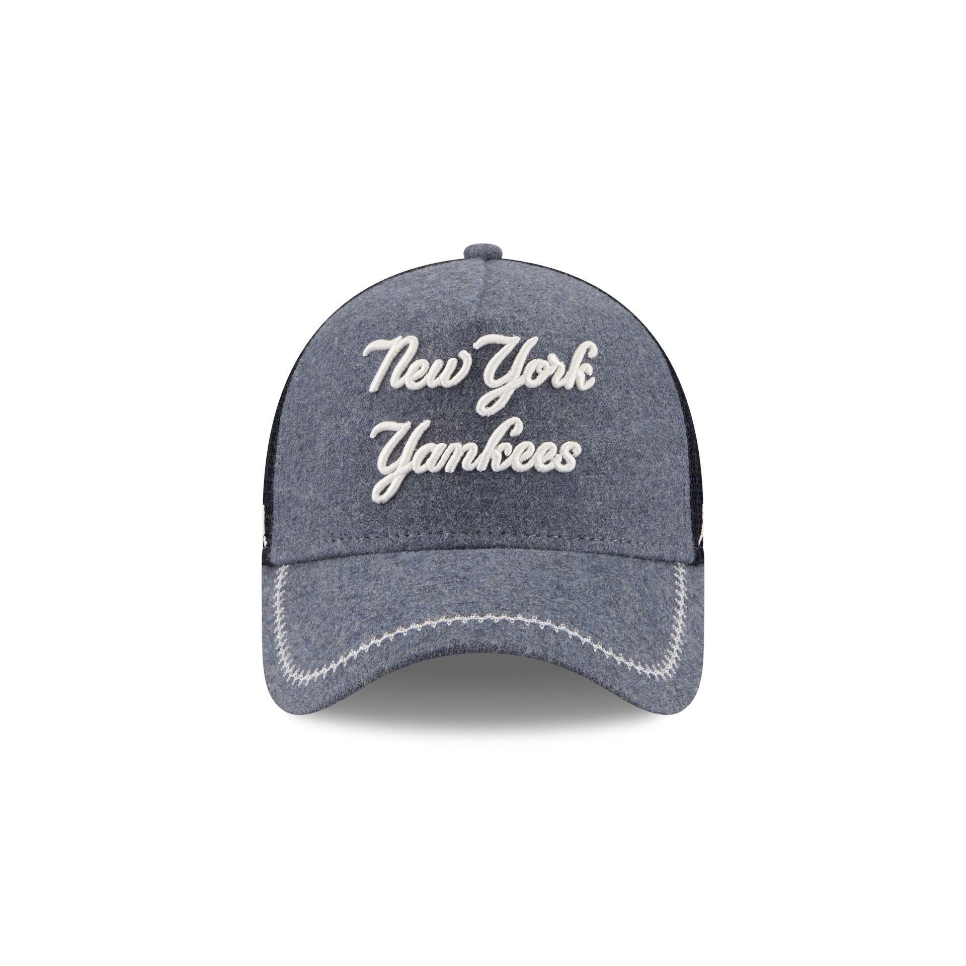 New York Yankees Navy Brushed Chambray 9FORTY A-Frame Trucker Hat