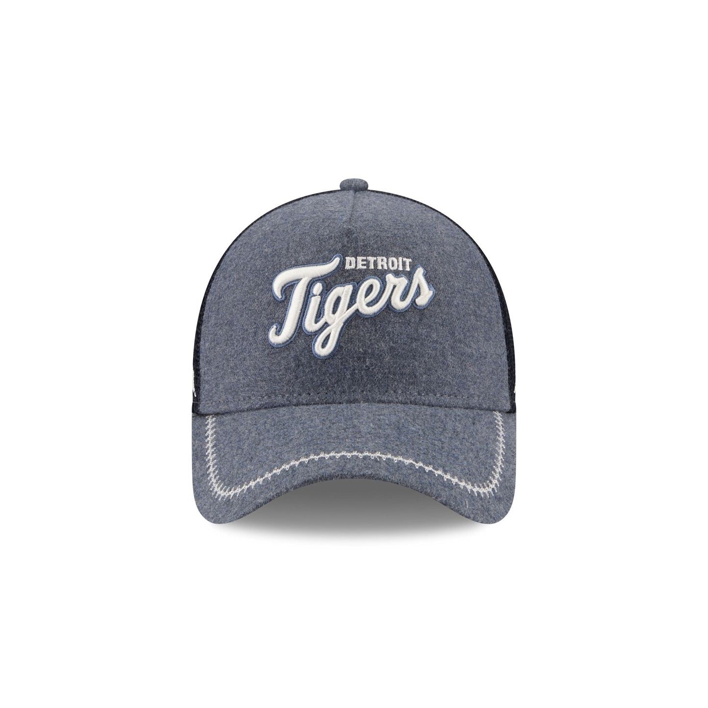 Detroit Tigers Navy Brushed Chambray 9FORTY A-Frame Trucker Hat