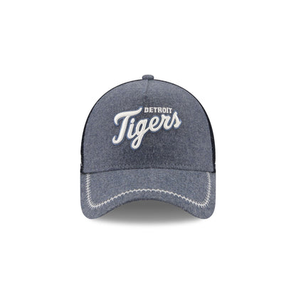 Detroit Tigers Navy Brushed Chambray 9FORTY A-Frame Trucker Hat