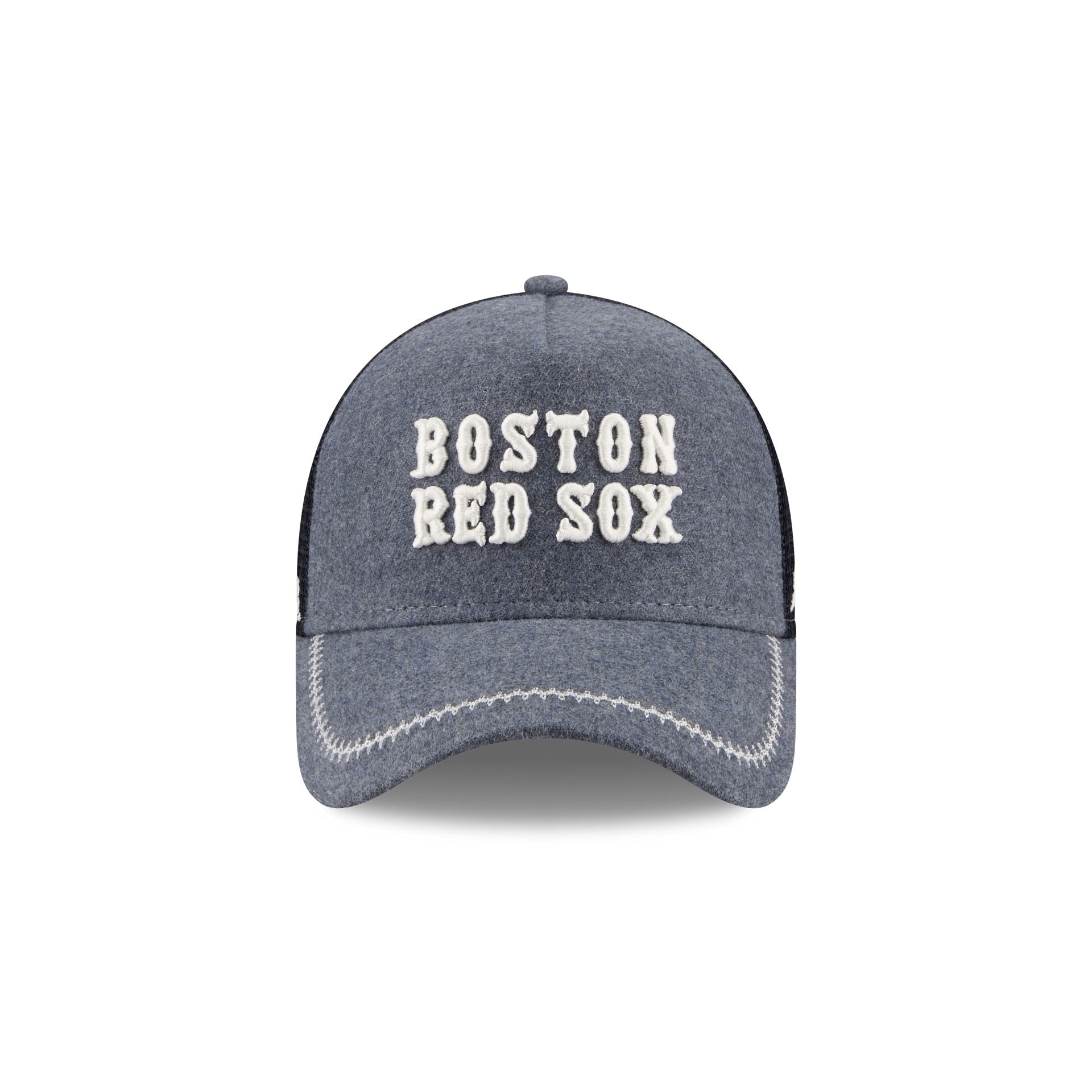 Boston Red Sox Navy Brushed Chambray 9FORTY A-Frame Trucker Hat