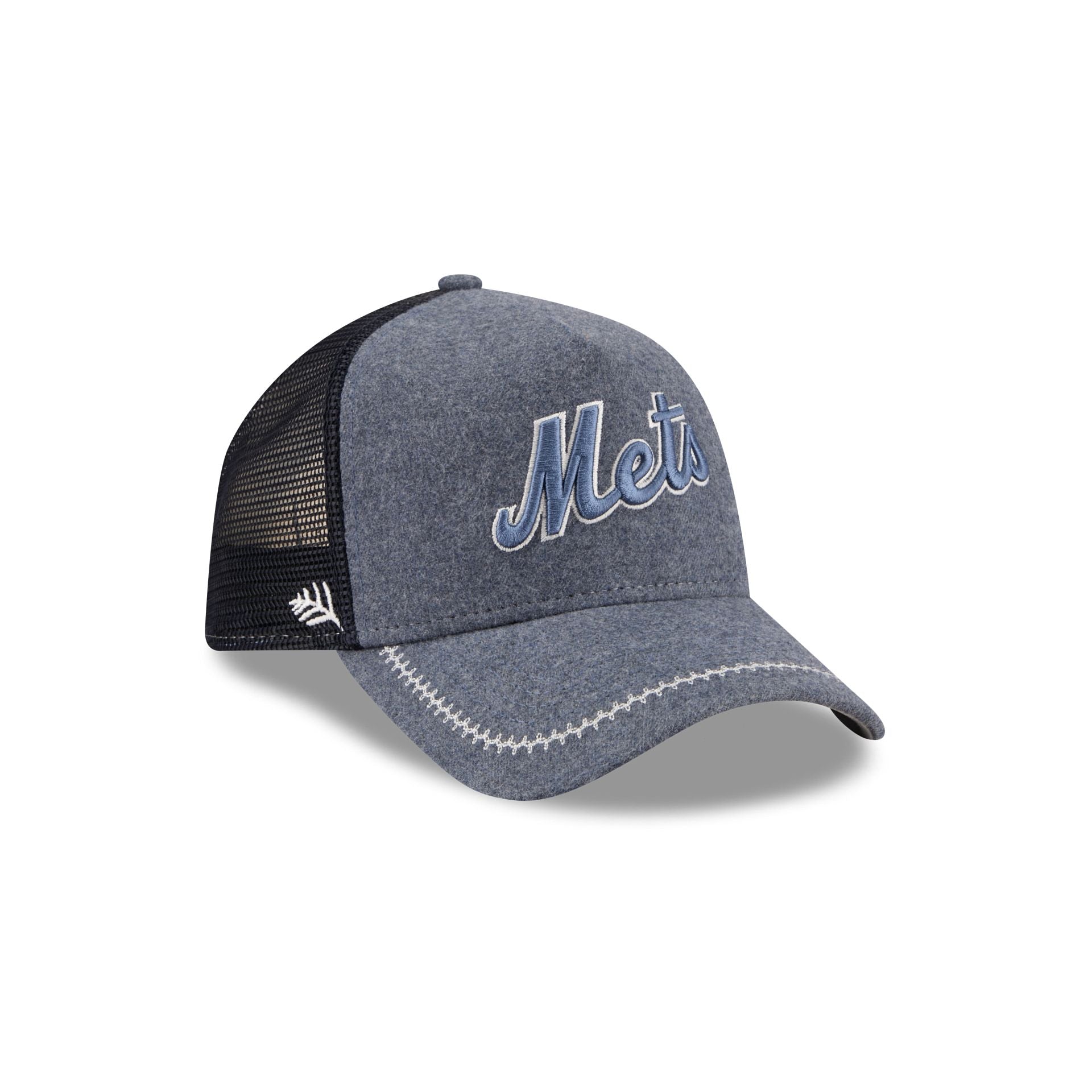 New York Mets Navy Brushed Chambray 9FORTY A-Frame Trucker Hat