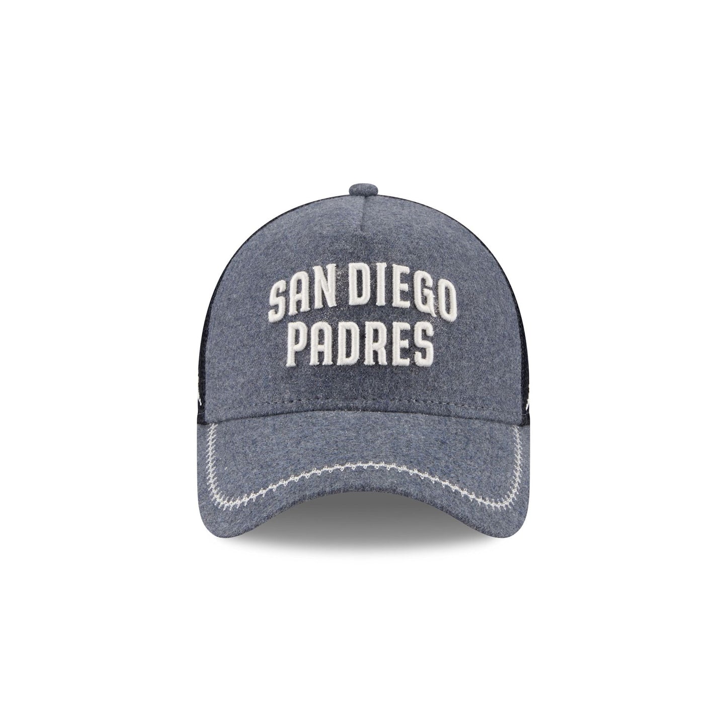 San Diego Padres Navy Brushed Chambray 9FORTY A-Frame Trucker Hat