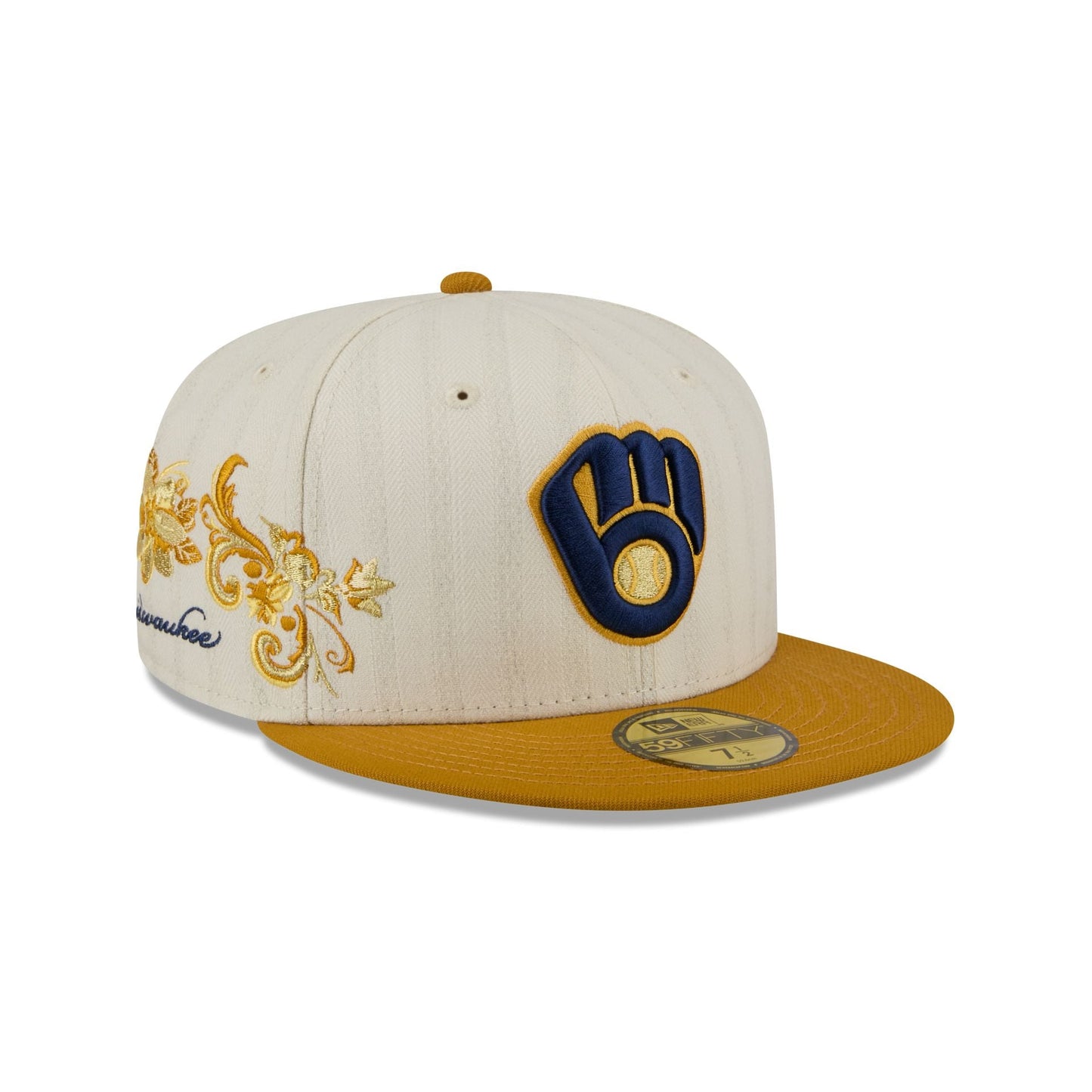 Milwaukee Brewers Chrome Herringbone 59FIFTY Fitted Hat