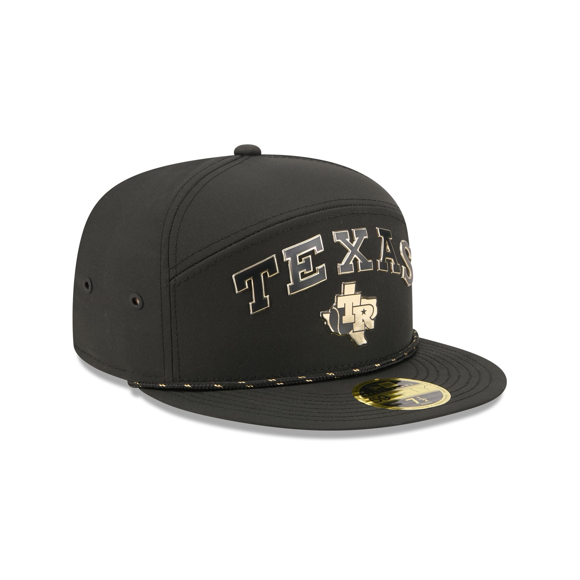 Texas Rangers Gold Logo Rope Split Panel 59FIFTY Fitted Hat