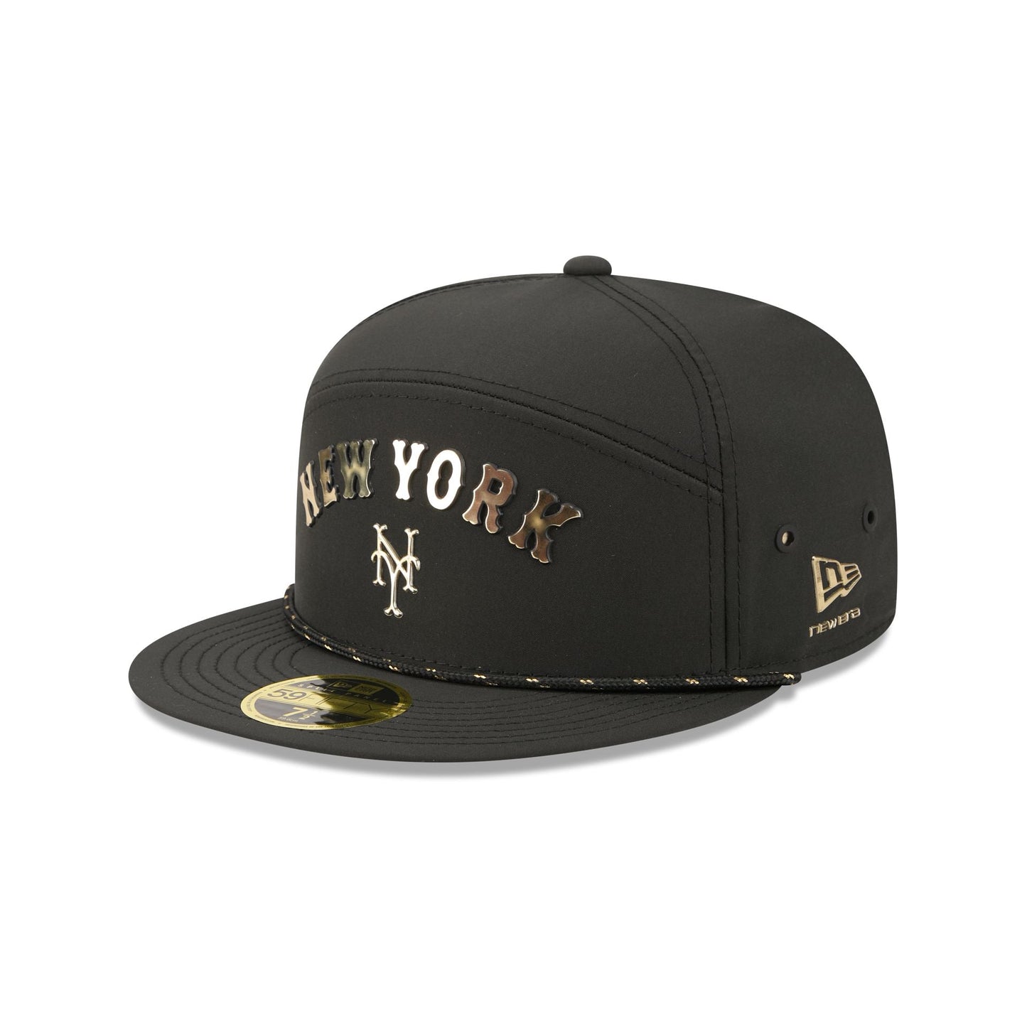 New York Mets Gold Logo Rope Split Panel 59FIFTY Fitted Hat