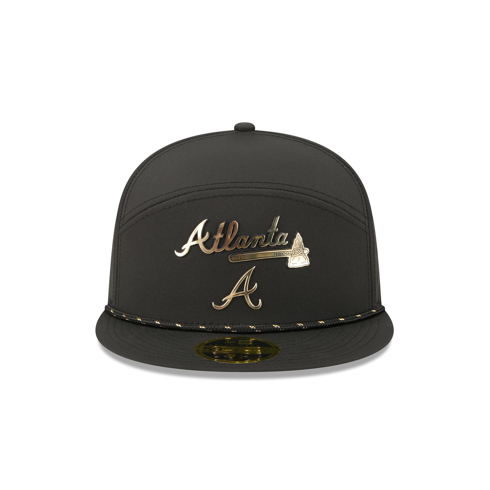 Atlanta Braves Gold Logo Rope Split Panel 59FIFTY Fitted Hat