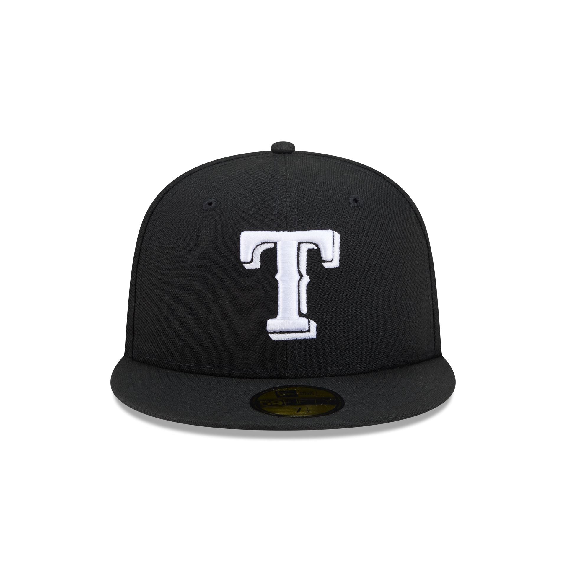 Texas Rangers Black and White Basic 59FIFTY Fitted Hat