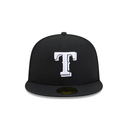 Texas Rangers Black and White Basic 59FIFTY Fitted Hat
