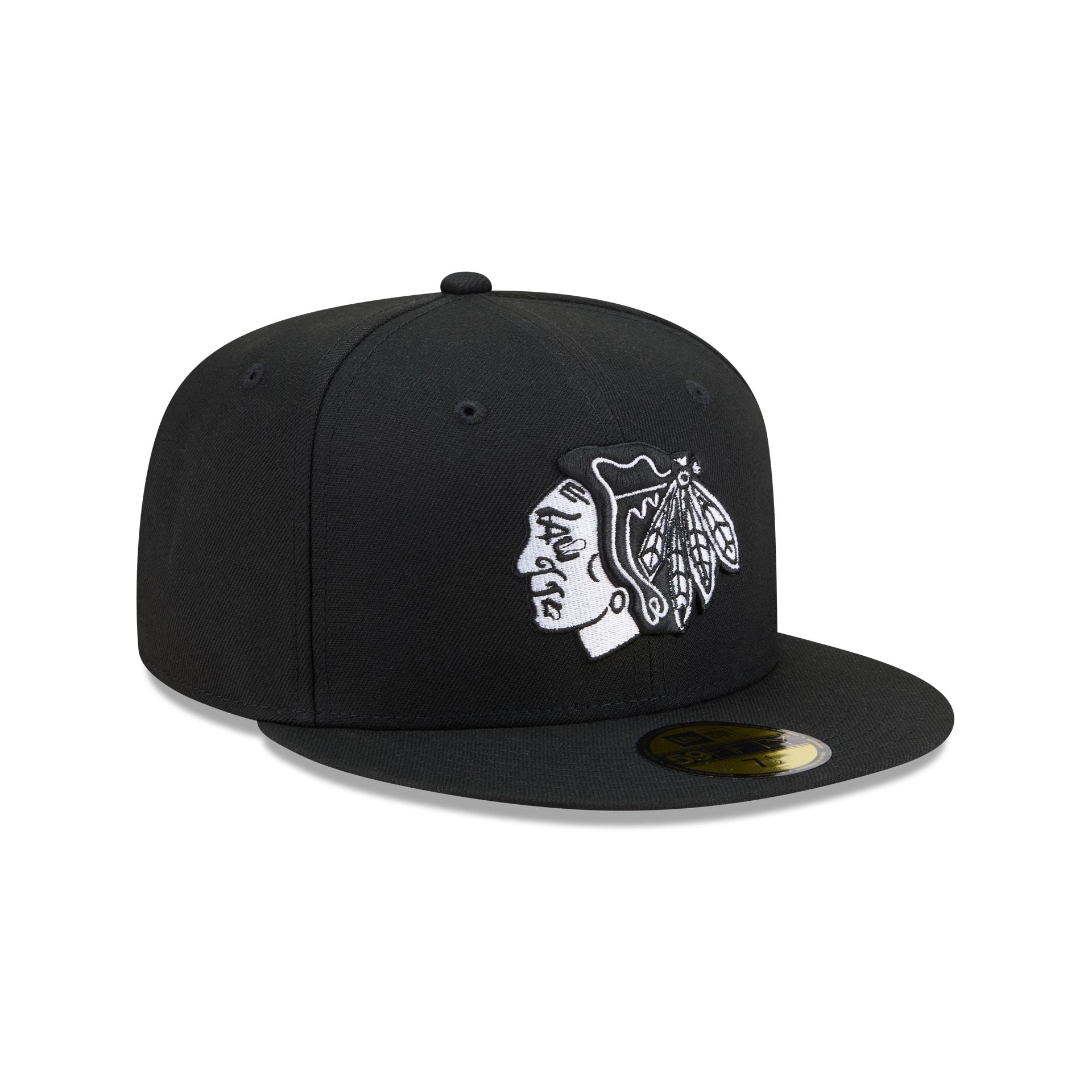 Chicago Blackhawks Black and White Basic 59FIFTY Fitted Hat