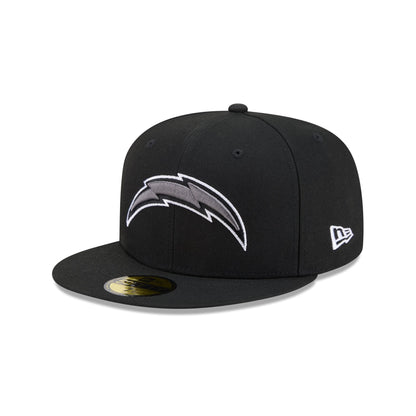 Los Angeles Chargers Black and White Basic 59FIFTY Fitted Hat