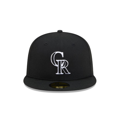 Colorado Rockies Black and White Basic 59FIFTY Fitted Hat