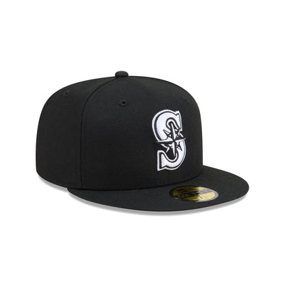 Seattle Mariners Black and White Basic 59FIFTY Fitted Hat