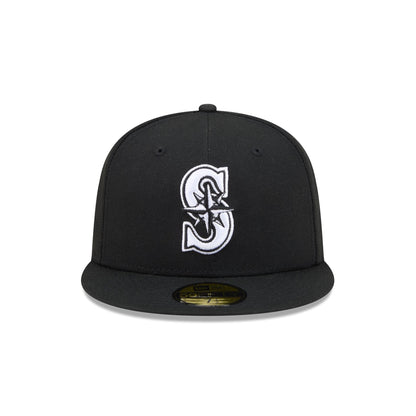 Seattle Mariners Black and White Basic 59FIFTY Fitted Hat