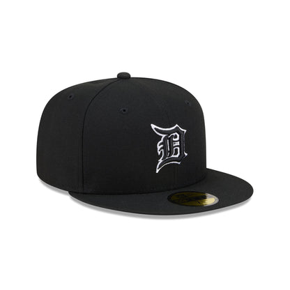 Detroit Tigers Black and White Basic 59FIFTY Fitted Hat