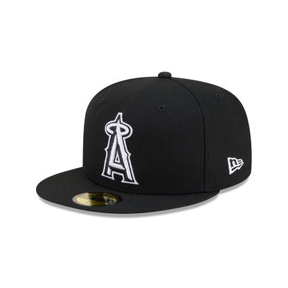 Los Angeles Angels Black and White Basic 59FIFTY Fitted Hat