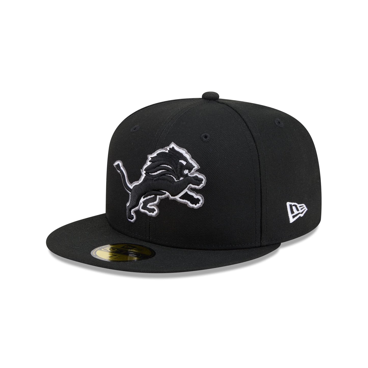 Detroit Lions Black and White Basic 59FIFTY Fitted Hat