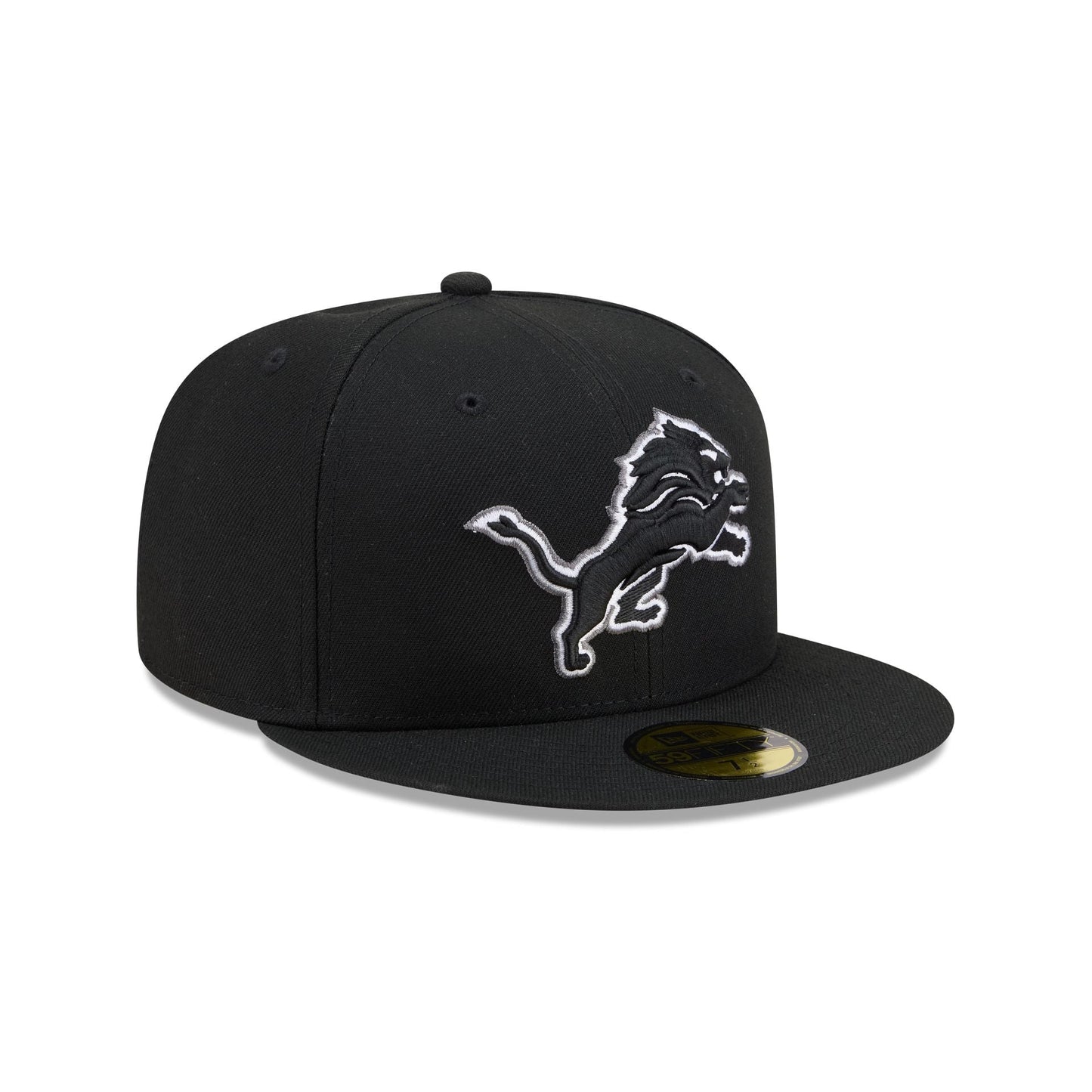 Detroit Lions Black and White Basic 59FIFTY Fitted Hat