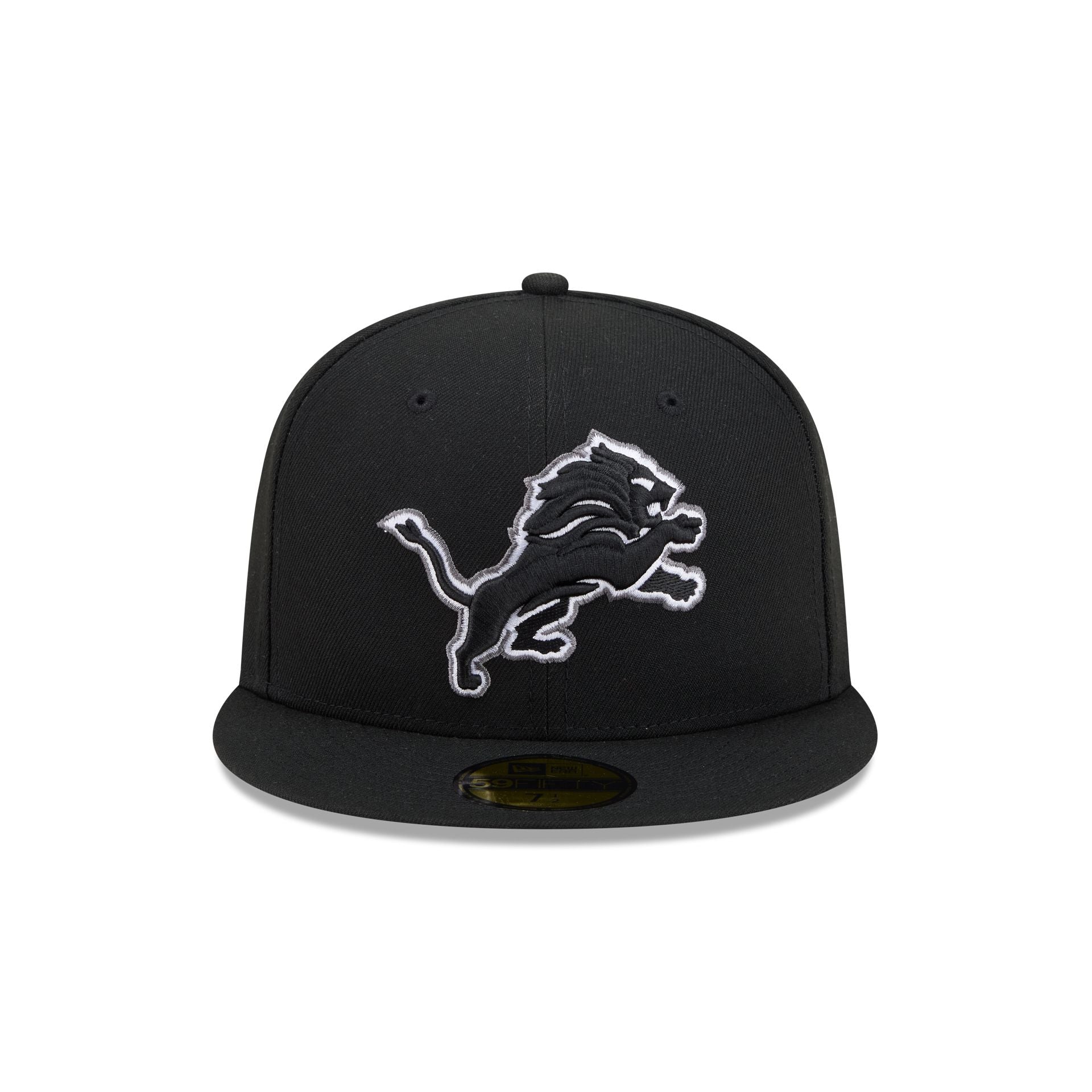 Detroit Lions Black and White Basic 59FIFTY Fitted Hat