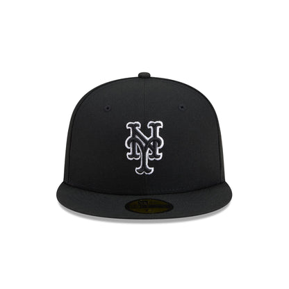 New York Mets Black and White Basic 59FIFTY Fitted Hat
