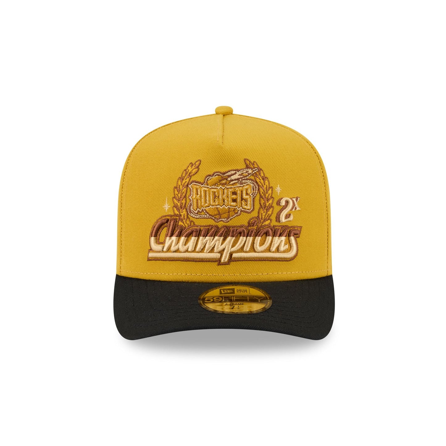 Just Caps Hardwood Classics Trophy Yellow Houston Rockets 59FIFTY A-Frame Fitted Hat