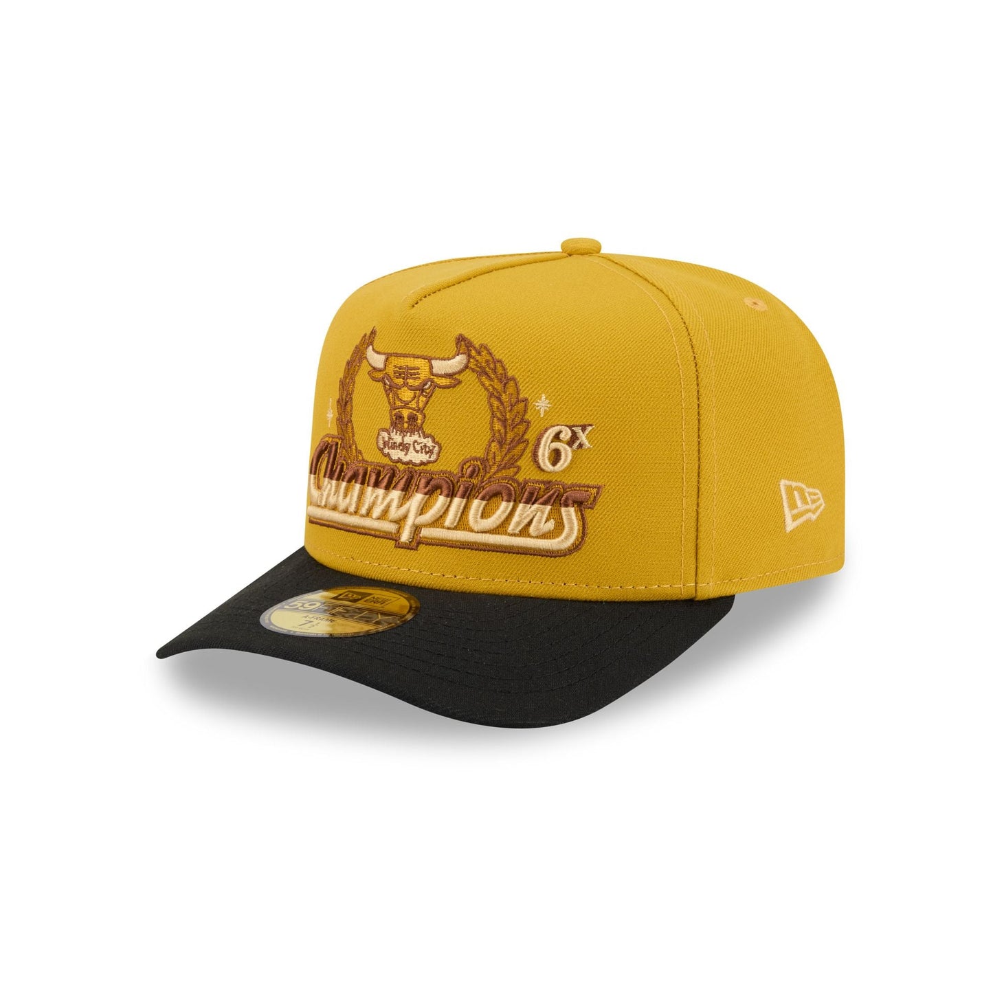 Just Caps Hardwood Classics Trophy Yellow Chicago Bulls 59FIFTY A-Frame Fitted Hat