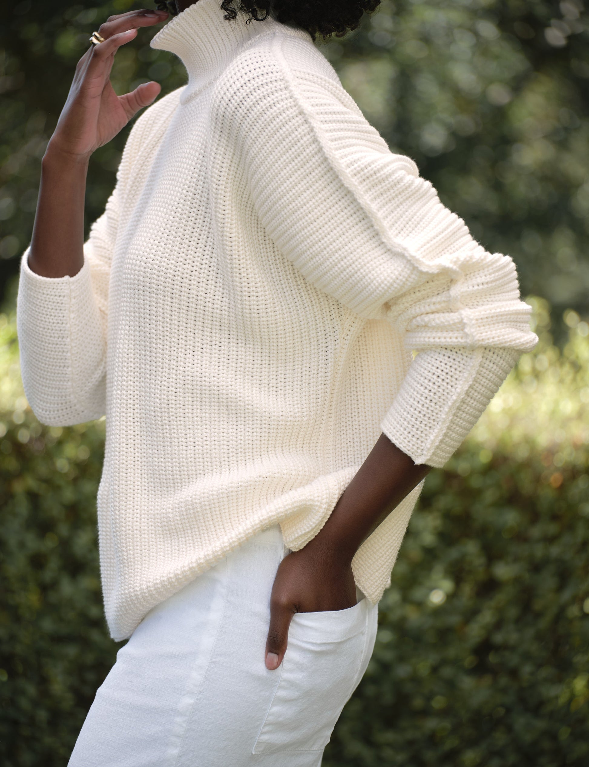 MONTECITO TURTLENECK Ivory, Pure Italian Cotton