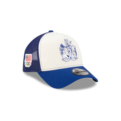 Team USA Winter Olympics Looney Tunes Chrome White 9FORTY A-Frame Trucker Hat
