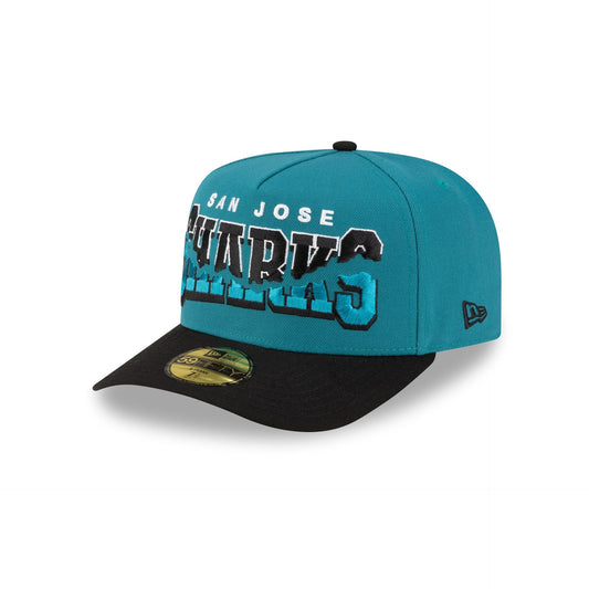 San Jose Sharks Snapped Wordmark 59FIFTY A-Frame Fitted Hat
