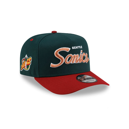 Seattle Supersonics Hardwood Classics 90s Script 9FIFTY A-Frame Snapback Hat