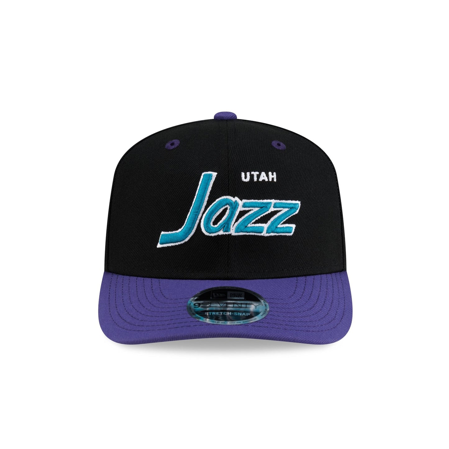 Utah Jazz Hardwood Classics 90s Script 9SEVENTY Stretch-Snap Hat