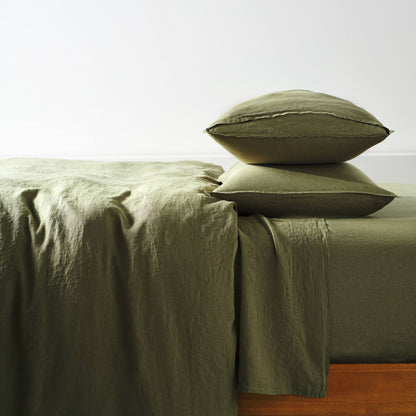 Set of 2 Washed European Linen Core Sheet Set Bundle