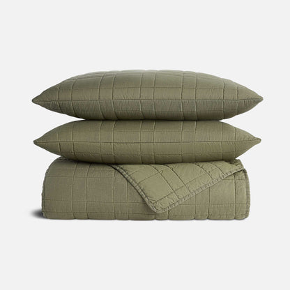 Washed European Linen Quilt Set