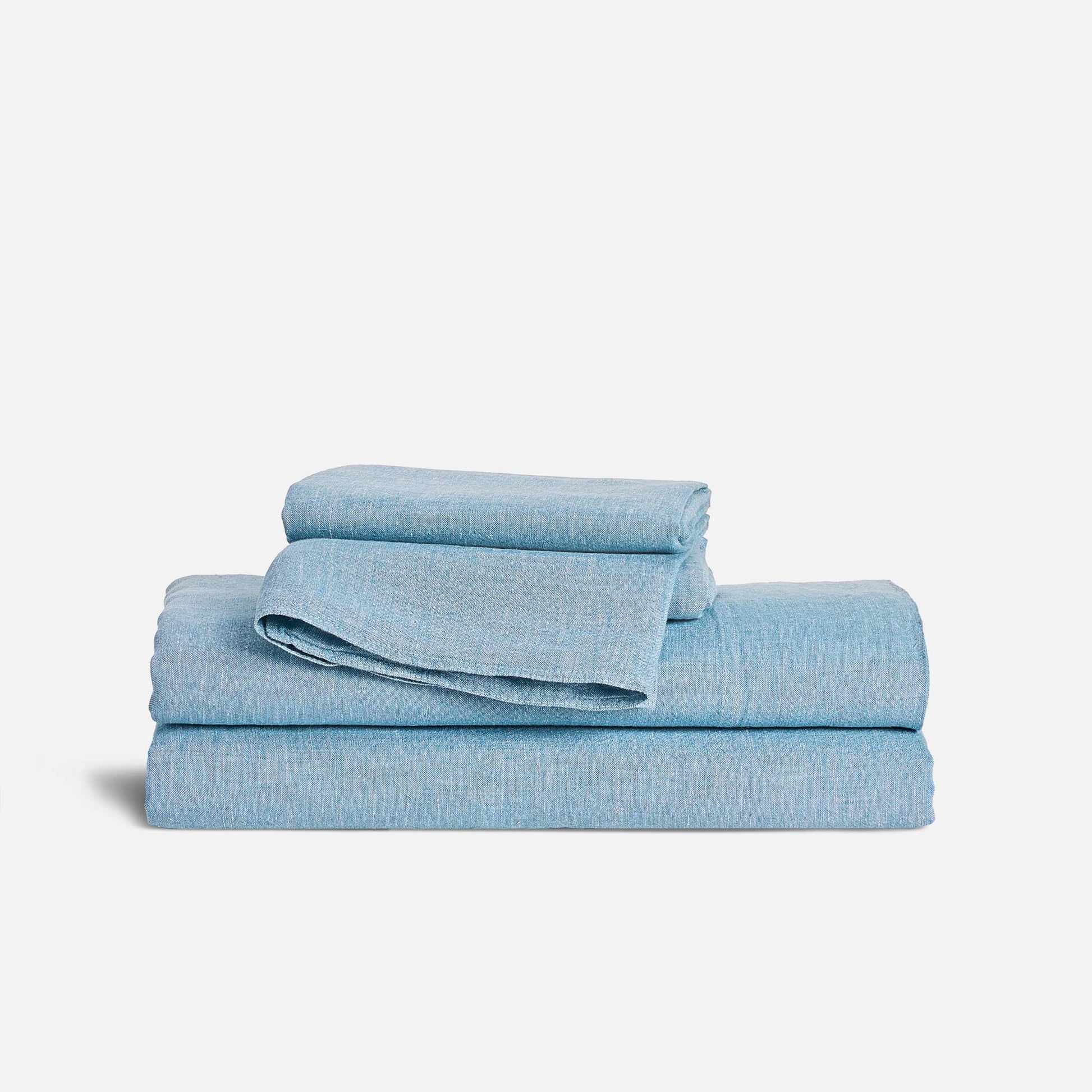Set of 2 Washed European Linen Core Sheet Set Bundle