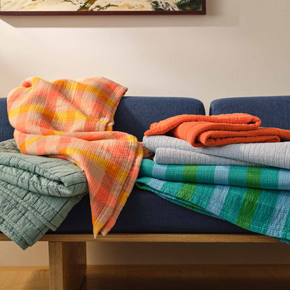 Sunwashed Check Bed Blanket