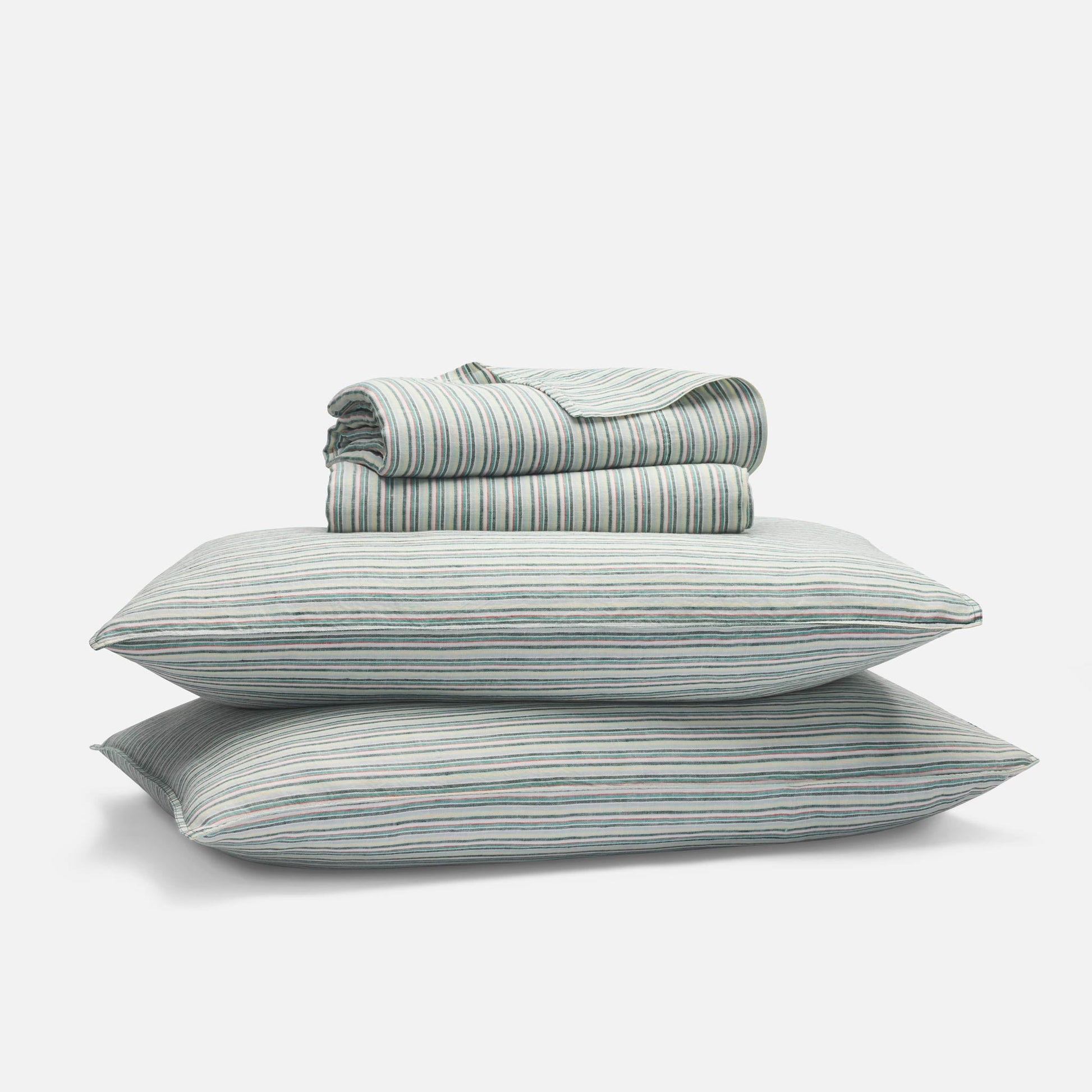 Set of 2 Washed European Linen Core Sheet Set Bundle