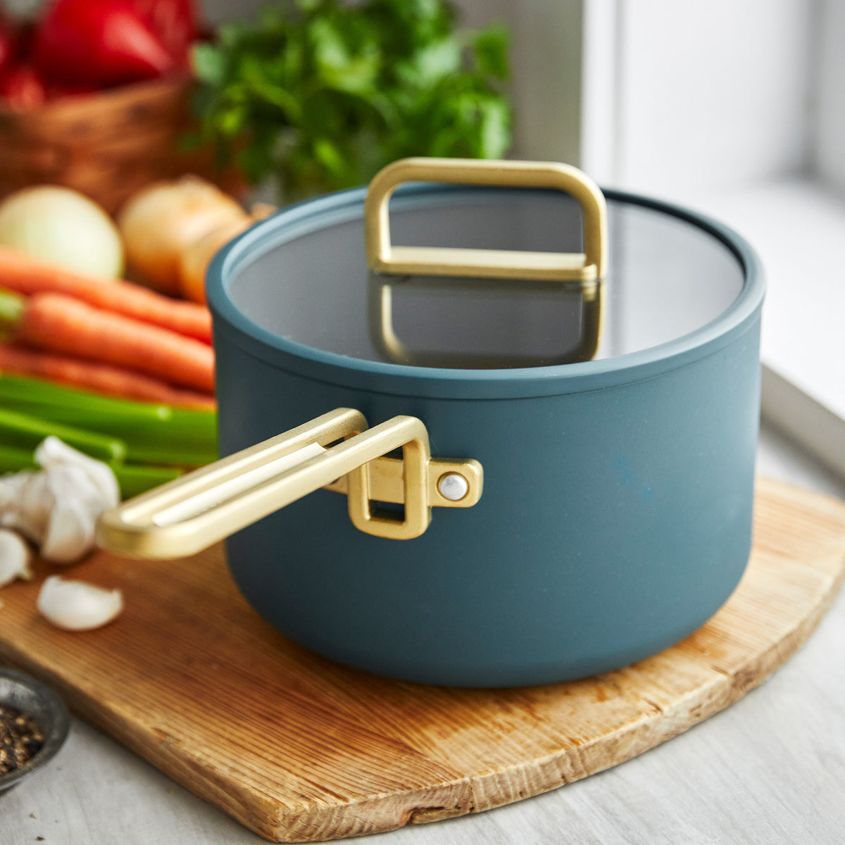 Stanley Tucci™ Ceramic Nonstick 4-Piece Saucepan Set | Venetian Teal