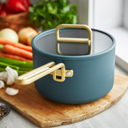 Stanley Tucci™ Ceramic Nonstick 4-Piece Saucepan Set | Venetian Teal