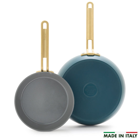 Stanley Tucci™ Ceramic Nonstick 8" and 10" Frypan Set | Venetian Teal