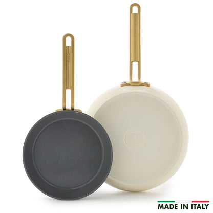 Stanley Tucci™ Ceramic Nonstick 8" and 10" Frypan Set | Carrara White