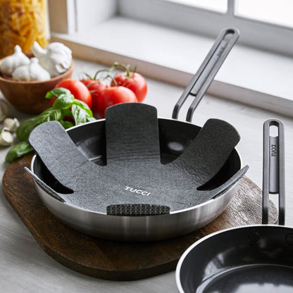 Stanley Tucci™ Stainless Steel Ceramic Nonstick 8" & 10" Frypan Set | Black Handles