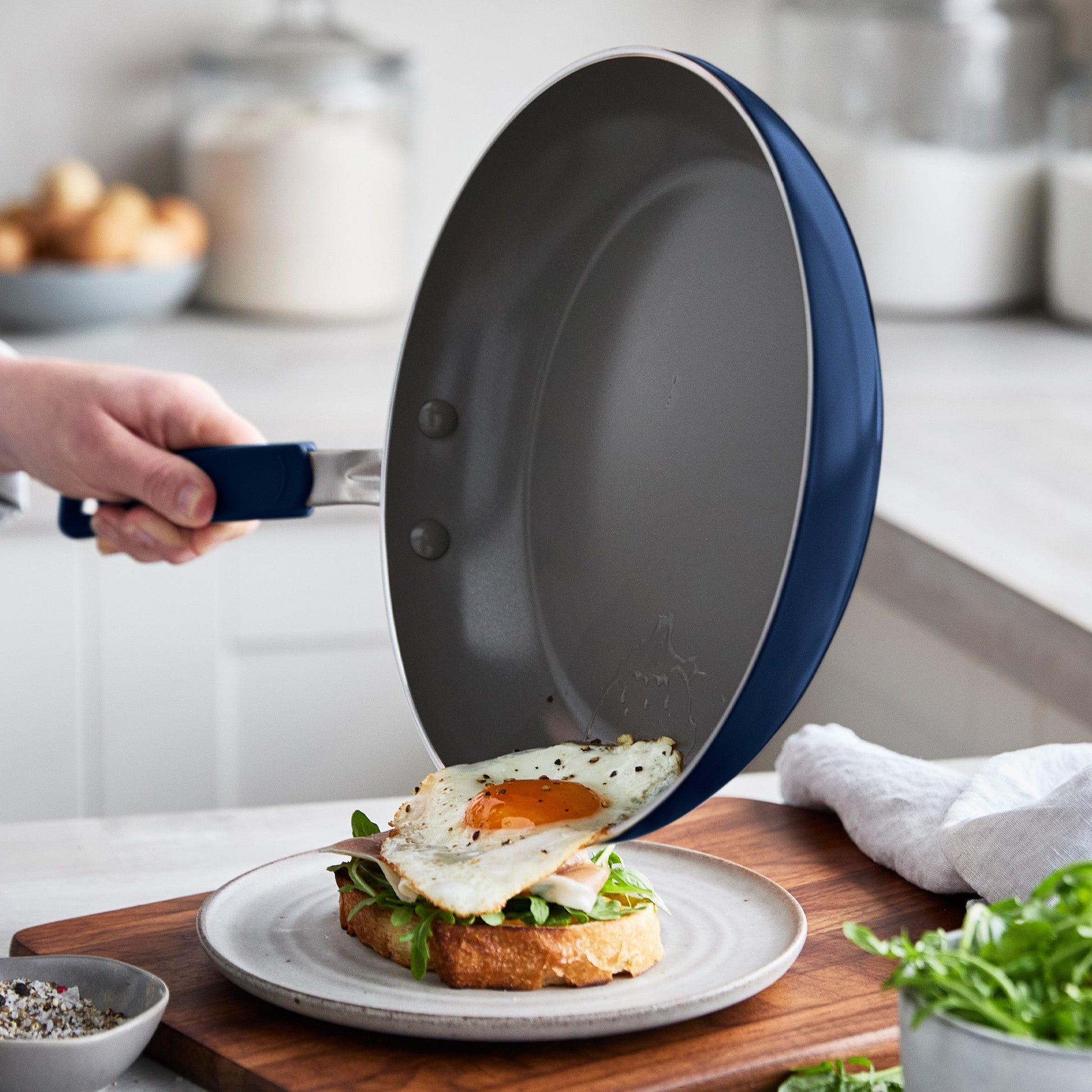 Space Saving Stack Ceramic Nonstick 11-Piece Cookware Set | Oxford Blue