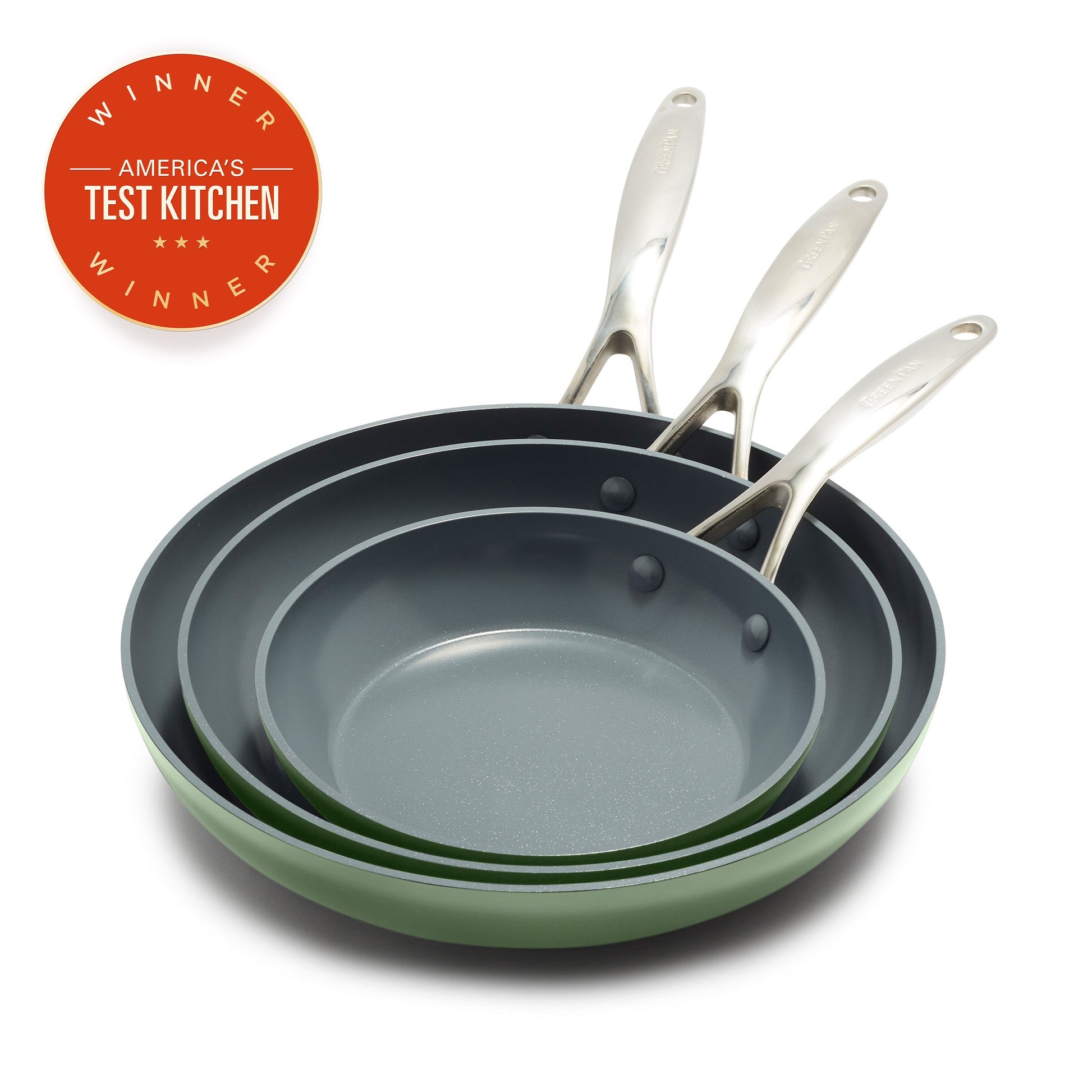 Valencia Pro Ceramic Nonstick 8", 9.5", and 11" Frypan Set | Sage
