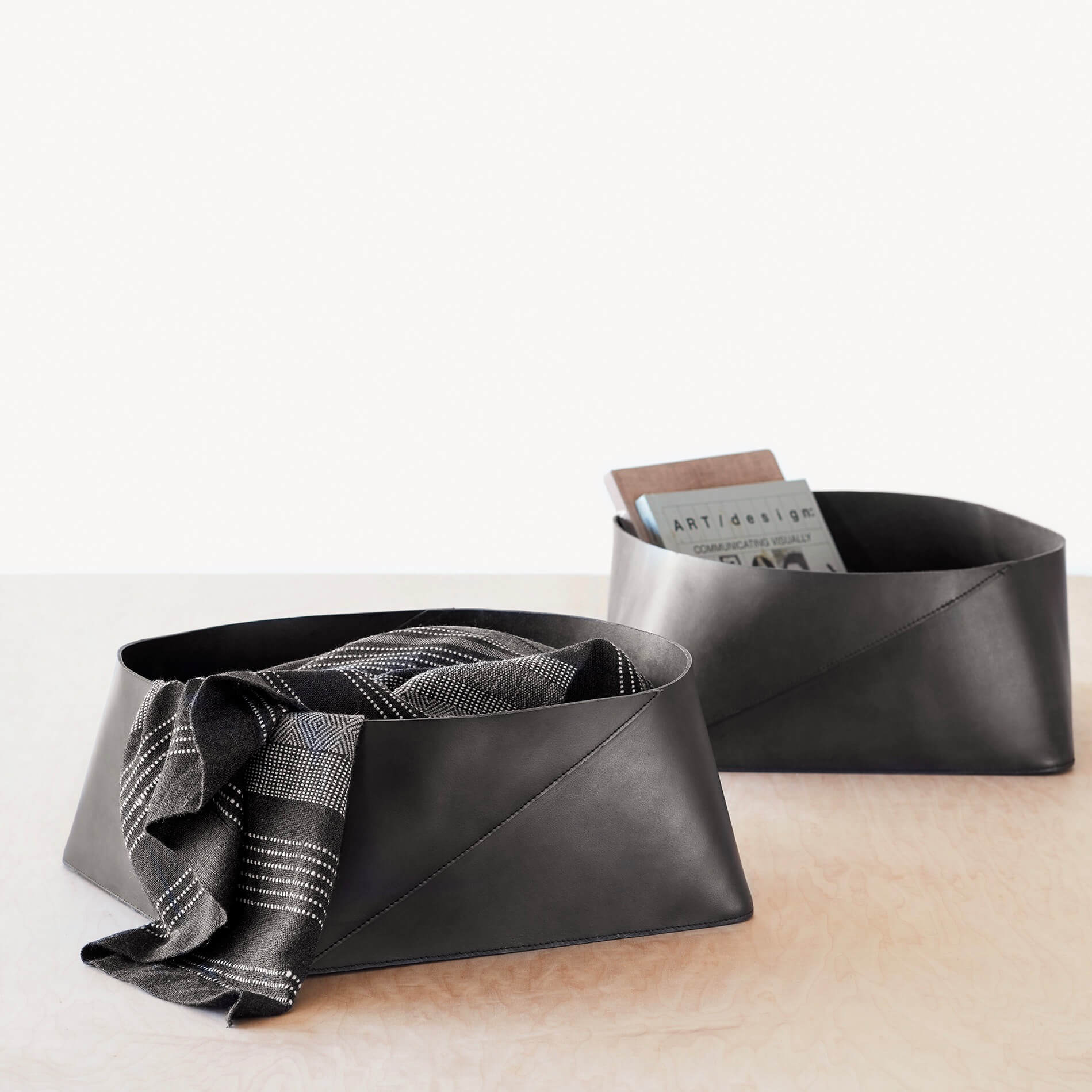 Azad Low Leather Storage Bin
