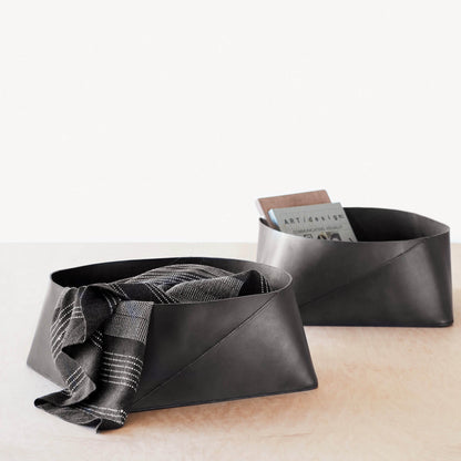 Azad Low Leather Storage Bin