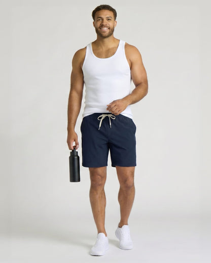 White Ribbed Curved Hem Tank